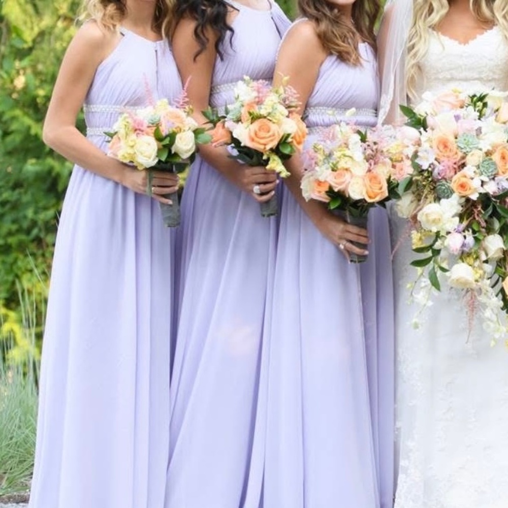 Bill Levkoff Lilac Purple Chiffon Maxi Bridesmaid Dress